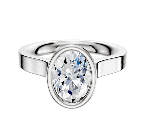 14K White Gold Bezel Full Bezel North/South Cathedral Flat 3.0mm Engagement Ring