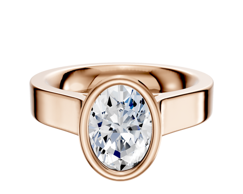 18K Rose Gold Bezel Full Bezel North/South Cathedral Flat 4.0mm Engagement Ring