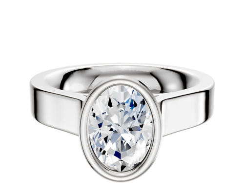 14K White Gold Bezel Full Bezel North/South Cathedral Flat 4.0mm Engagement Ring