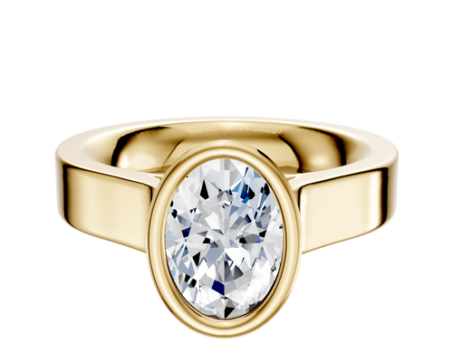 14K Yellow Gold Bezel Full Bezel North/South Cathedral Flat 4.0mm Engagement Ring