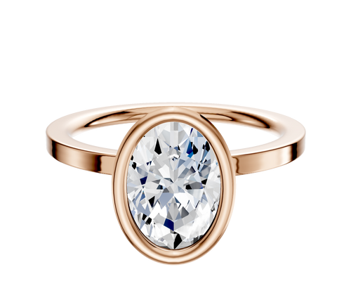18K Rose Gold Bezel Full Bezel North/South Classic Flat 1.5mm Engagement Ring