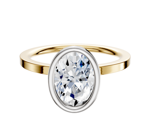 14K Two Tone Bezel Full Bezel North/South Classic Flat 1.5mm Engagement Ring