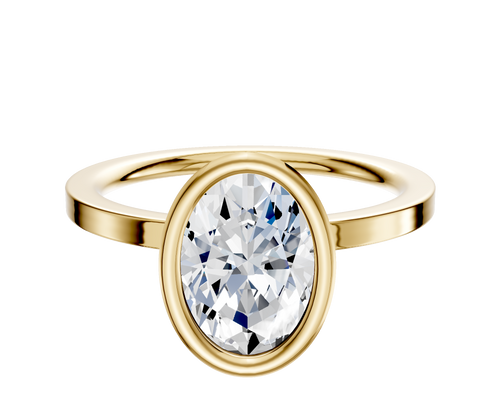 14K Yellow Gold Bezel Full Bezel North/South Classic Flat 1.5mm Engagement Ring