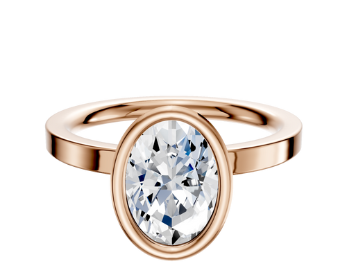 18K Rose Gold Bezel Full Bezel North/South Classic Flat 2.0mm Engagement Ring