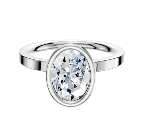 14K White Gold Bezel Full Bezel North/South Classic Flat 2.0mm Engagement Ring