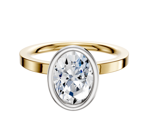 14K Two Tone Bezel Full Bezel North/South Classic Flat 2.0mm Engagement Ring