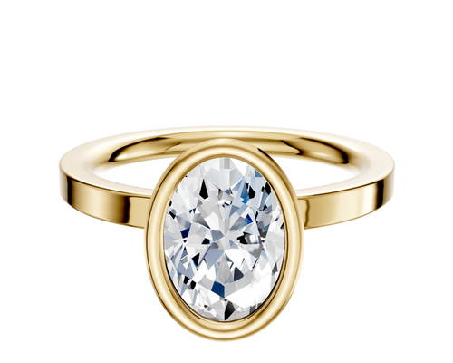 18K Yellow Gold Bezel Full Bezel North/South Classic Flat 2.0mm Engagement Ring