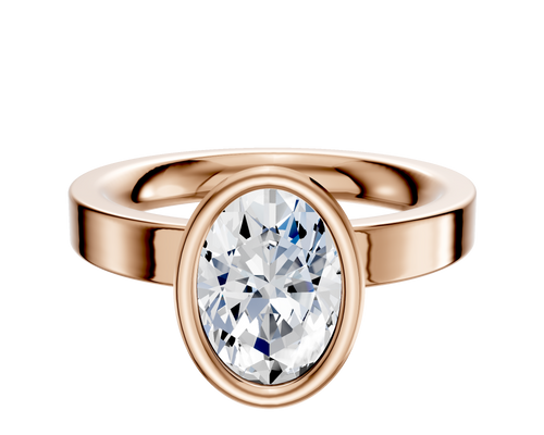 18K Rose Gold Bezel Full Bezel North/South Classic Flat 3.0mm Engagement Ring