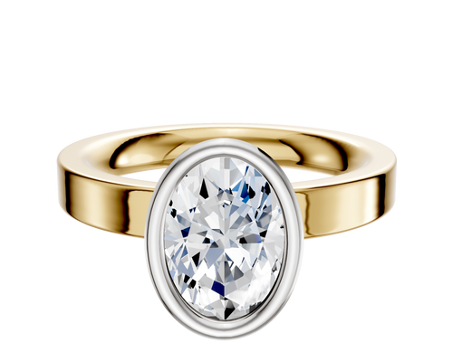 14K Two Tone Bezel Full Bezel North/South Classic Flat 3.0mm Engagement Ring