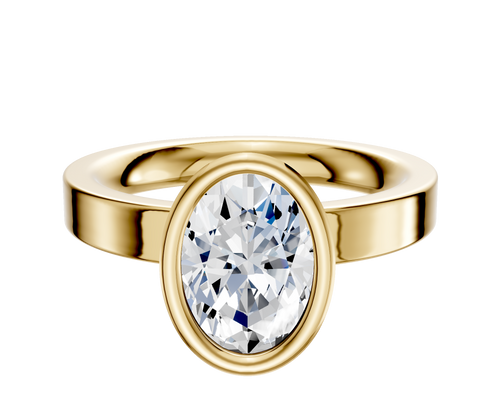 18K Yellow Gold Bezel Full Bezel North/South Classic Flat 3.0mm Engagement Ring