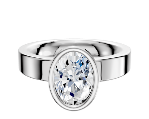 Platinum Bezel Full Bezel North/South Classic Flat 4.0mm Engagement Ring