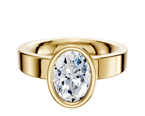 14K Yellow Gold Bezel Full Bezel North/South Classic Flat 4.0mm Engagement Ring