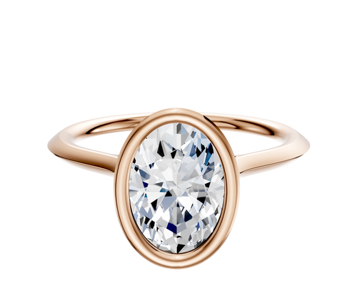 18K Rose Gold Bezel Full Bezel North/South Cathedral Knife Edge 1.5mm Engagement Ring