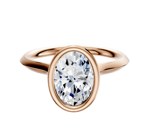 18K Rose Gold Bezel Full Bezel North/South Cathedral Knife Edge 2.0mm Engagement Ring