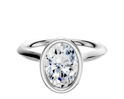 14K White Gold Bezel Full Bezel North/South Cathedral Knife Edge 2.0mm Engagement Ring