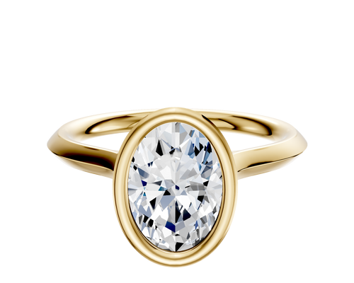 18K Yellow Gold Bezel Full Bezel North/South Cathedral Knife Edge 2.0mm Engagement Ring