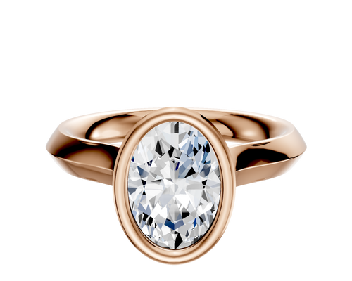 18K Rose Gold Bezel Full Bezel North/South Cathedral Knife Edge 3.0mm Engagement Ring