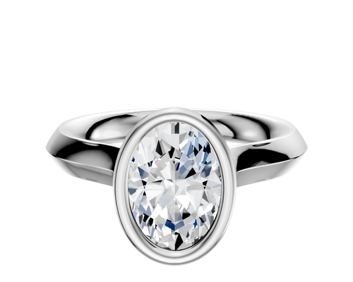 18K White Gold Bezel Full Bezel North/South Cathedral Knife Edge 3.0mm Engagement Ring
