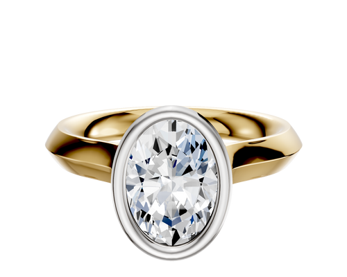 18K Two Tone Bezel Full Bezel North/South Cathedral Knife Edge 3.0mm Engagement Ring