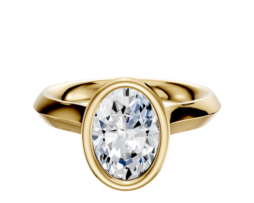 14K Yellow Gold Bezel Full Bezel North/South Cathedral Knife Edge 3.0mm Engagement Ring