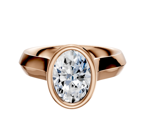 18K Rose Gold Bezel Full Bezel North/South Cathedral Knife Edge 4.0mm Engagement Ring