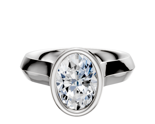 18K White Gold Bezel Full Bezel North/South Cathedral Knife Edge 4.0mm Engagement Ring