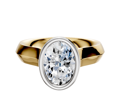 18K Two Tone Bezel Full Bezel North/South Cathedral Knife Edge 4.0mm Engagement Ring