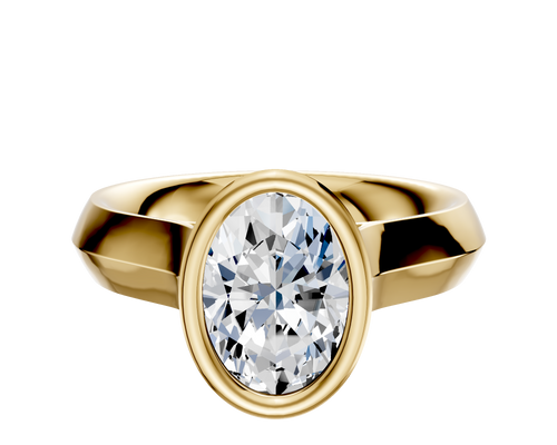 18K Yellow Gold Bezel Full Bezel North/South Cathedral Knife Edge 4.0mm Engagement Ring