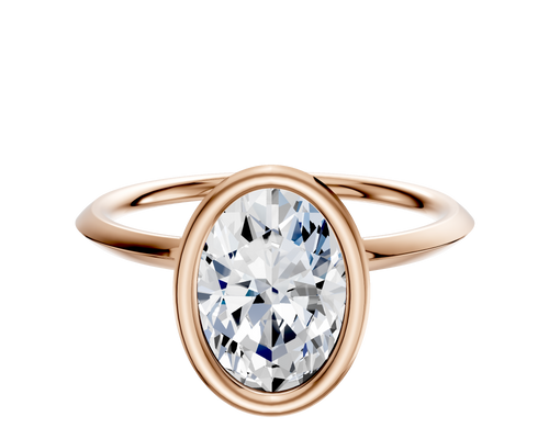 14K Rose Gold Bezel Full Bezel North/South Classic Knife Edge 1.5mm Engagement Ring