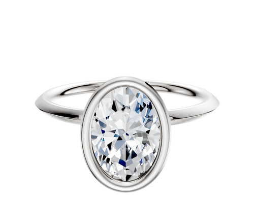18K White Gold Bezel Full Bezel North/South Classic Knife Edge 1.5mm Engagement Ring