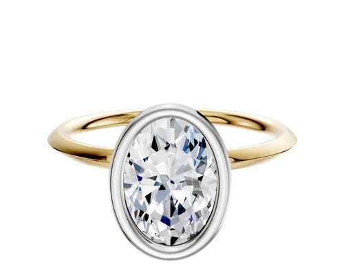 18K Two Tone Bezel Full Bezel North/South Classic Knife Edge 1.5mm Engagement Ring