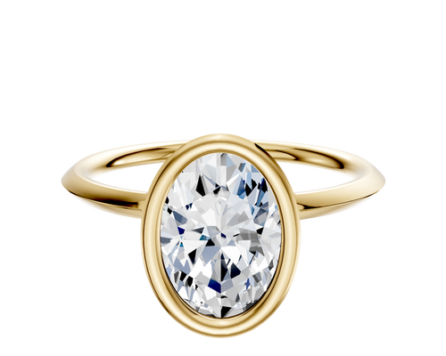 14K Yellow Gold Bezel Full Bezel North/South Classic Knife Edge 1.5mm Engagement Ring