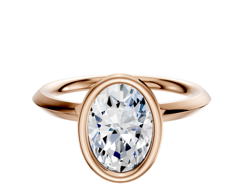 18K Rose Gold Bezel Full Bezel North/South Classic Knife Edge 2.0mm Engagement Ring