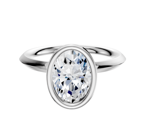 18K White Gold Bezel Full Bezel North/South Classic Knife Edge 2.0mm Engagement Ring