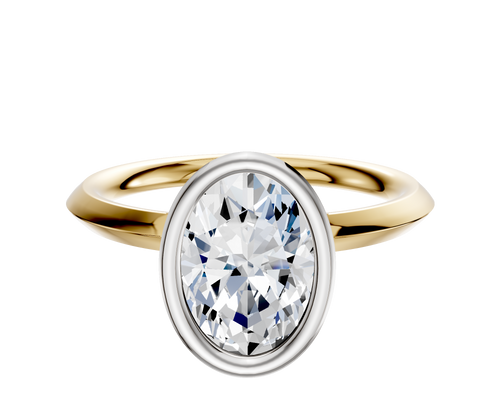 14K Two Tone Bezel Full Bezel North/South Classic Knife Edge 2.0mm Engagement Ring