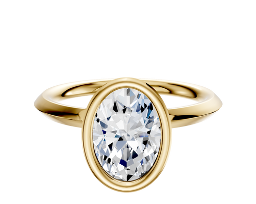14K Yellow Gold Bezel Full Bezel North/South Classic Knife Edge 2.0mm Engagement Ring