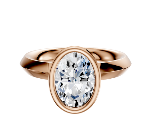 18K Rose Gold Bezel Full Bezel North/South Classic Knife Edge 3.0mm Engagement Ring