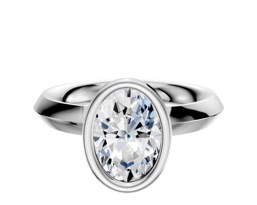 14K White Gold Bezel Full Bezel North/South Classic Knife Edge 3.0mm Engagement Ring