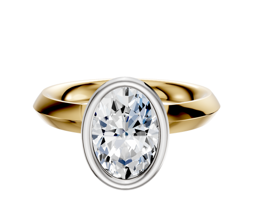 14K Two Tone Bezel Full Bezel North/South Classic Knife Edge 3.0mm Engagement Ring