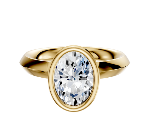 14K Yellow Gold Bezel Full Bezel North/South Classic Knife Edge 3.0mm Engagement Ring