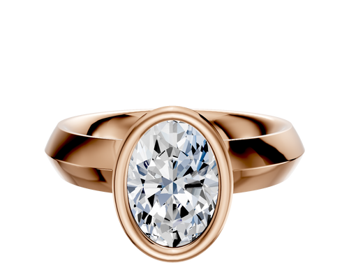 14K Rose Gold Bezel Full Bezel North/South Classic Knife Edge 4.0mm Engagement Ring