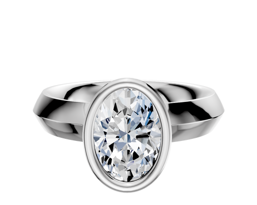 18K White Gold Bezel Full Bezel North/South Classic Knife Edge 4.0mm Engagement Ring