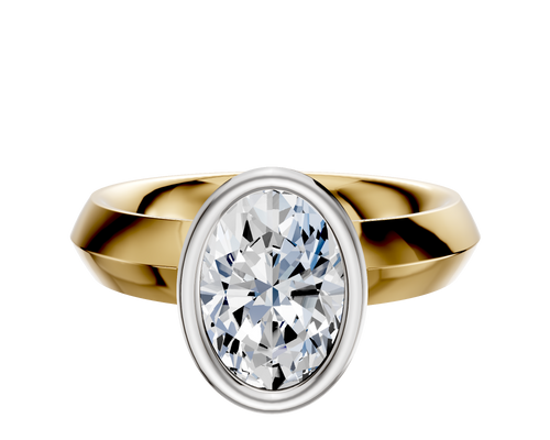 18K Two Tone Bezel Full Bezel North/South Classic Knife Edge 4.0mm Engagement Ring
