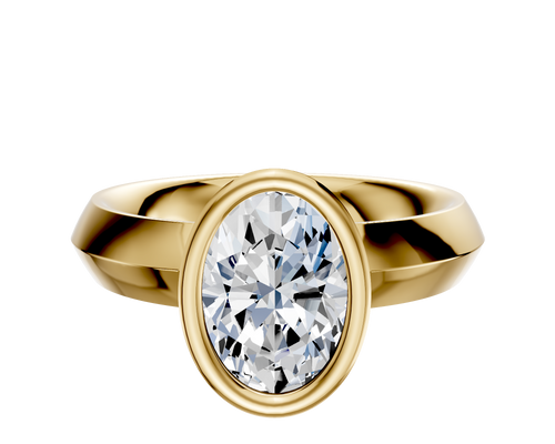 18K Yellow Gold Bezel Full Bezel North/South Classic Knife Edge 4.0mm Engagement Ring