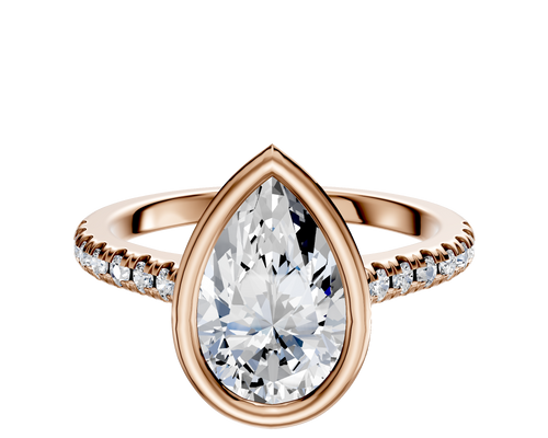 18K Rose Gold Bezel Full Bezel North/South Cathedral Dome 1-Row-Pave 2.5mm Engagement Ring