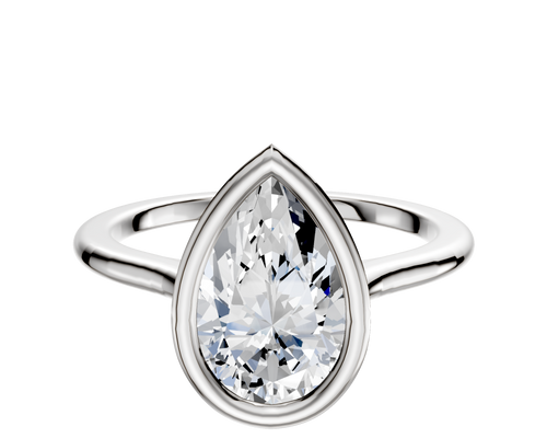 18K White Gold Bezel Full Bezel North/South Cathedral Dome 1.5mm Engagement Ring