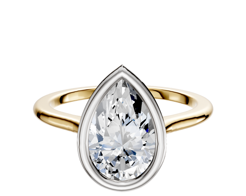 14K Two Tone Bezel Full Bezel North/South Cathedral Dome 1.5mm Engagement Ring