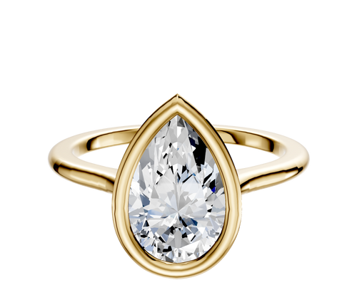 18K Yellow Gold Bezel Full Bezel North/South Cathedral Dome 1.5mm Engagement Ring