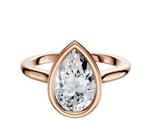 14K Rose Gold Bezel Full Bezel North/South Cathedral Dome 2.0mm Engagement Ring