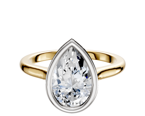 14K Two Tone Bezel Full Bezel North/South Cathedral Dome 2.0mm Engagement Ring